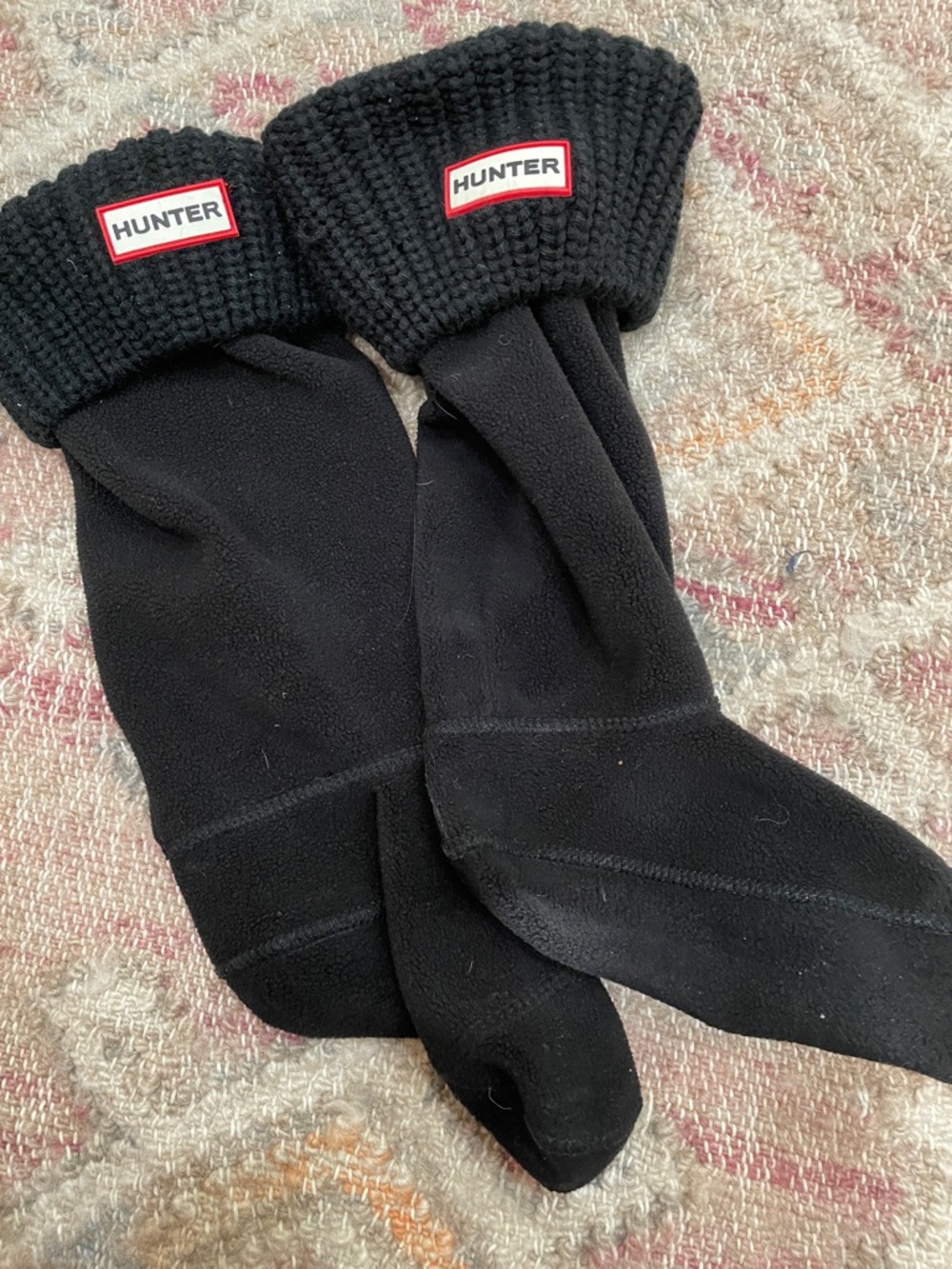 Hunter Black Fleece Boot Liners with Knit Cuff size medium